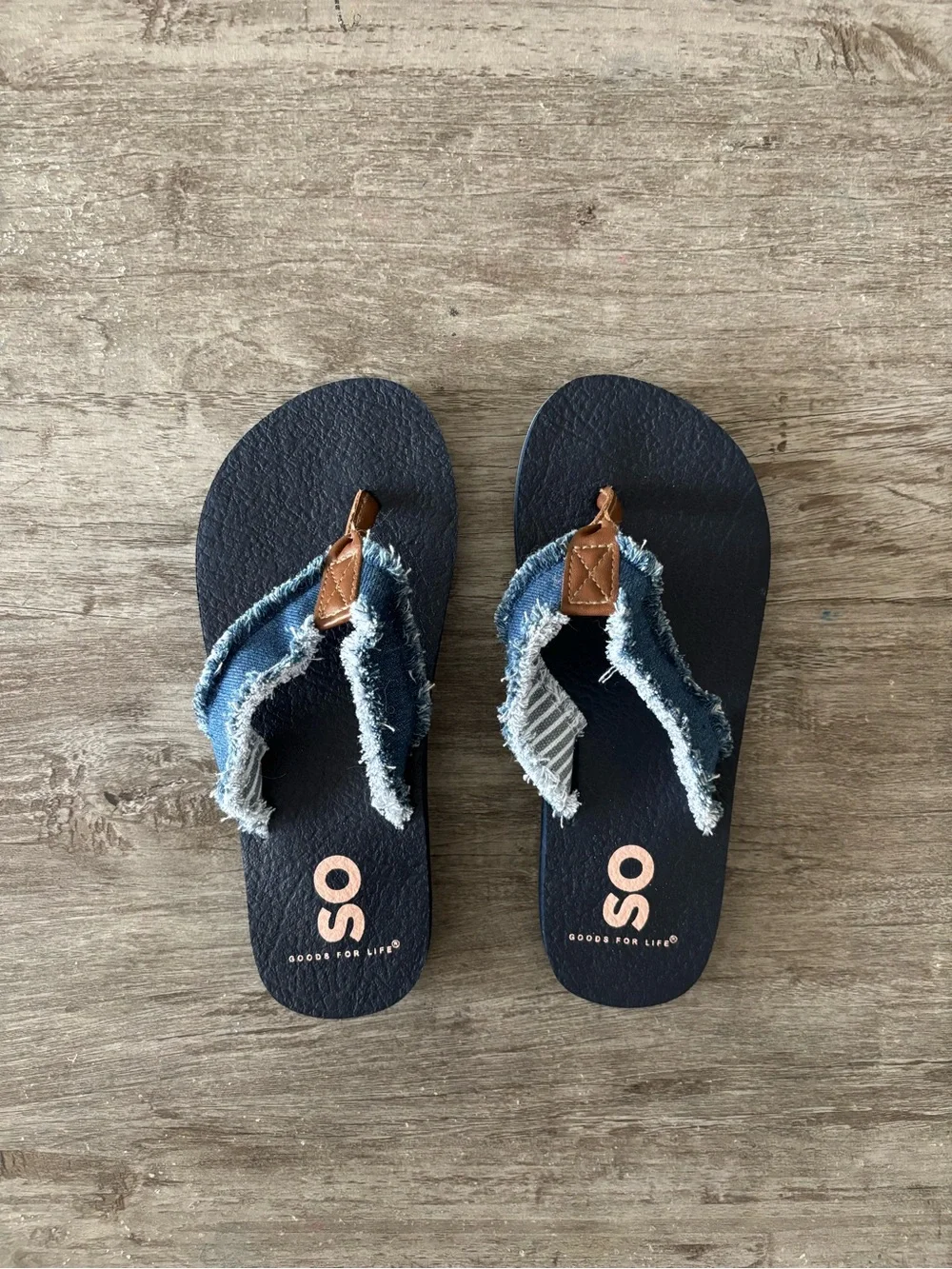 SO Bloomfield Thong Sandals Blue Denim Platform Flip Flops Women US 5 Boho Y2K